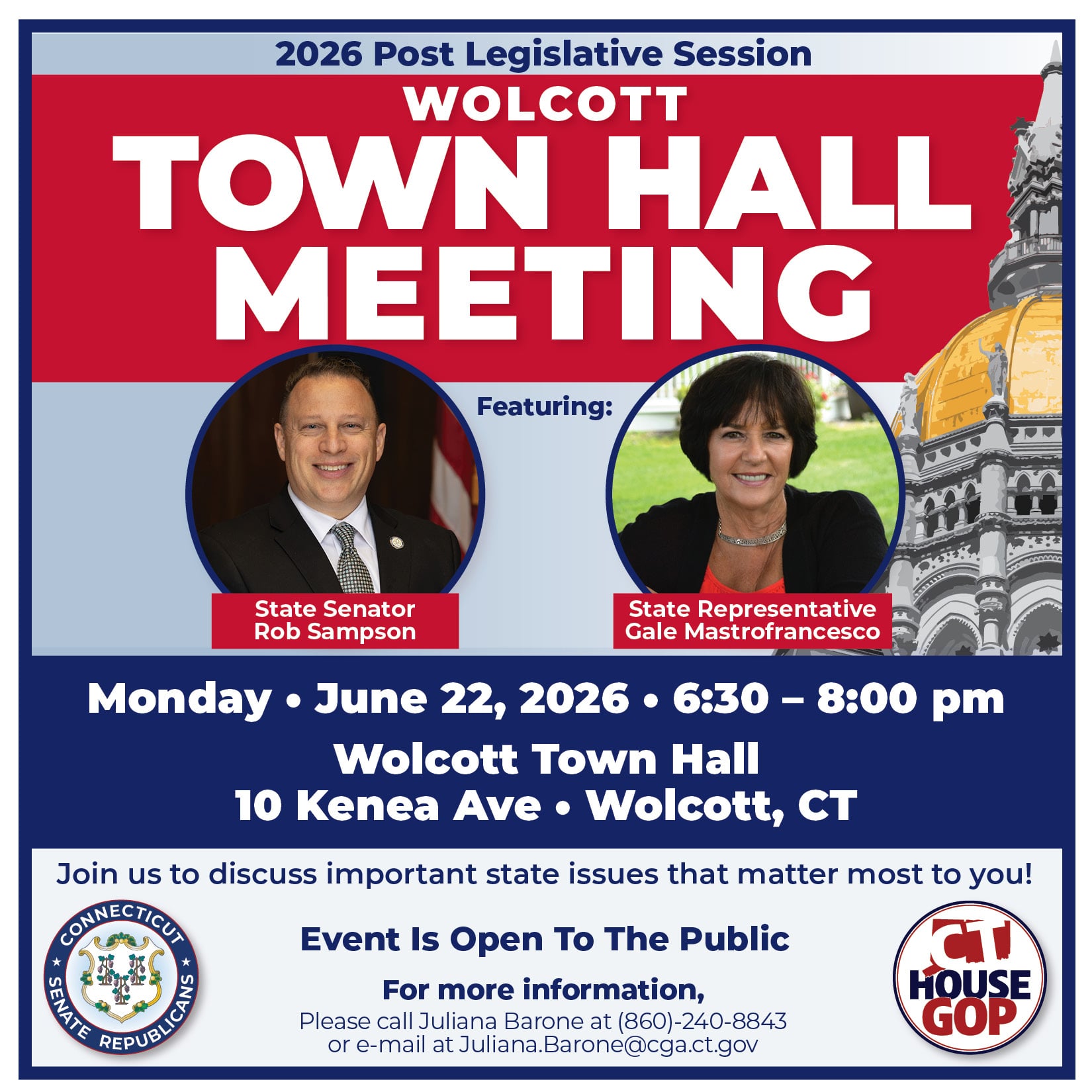Rep. Mastrofrancesco to Host Legislative Updates and Bingo Event with Sen. Rob Sampson in Wolcott and Southington